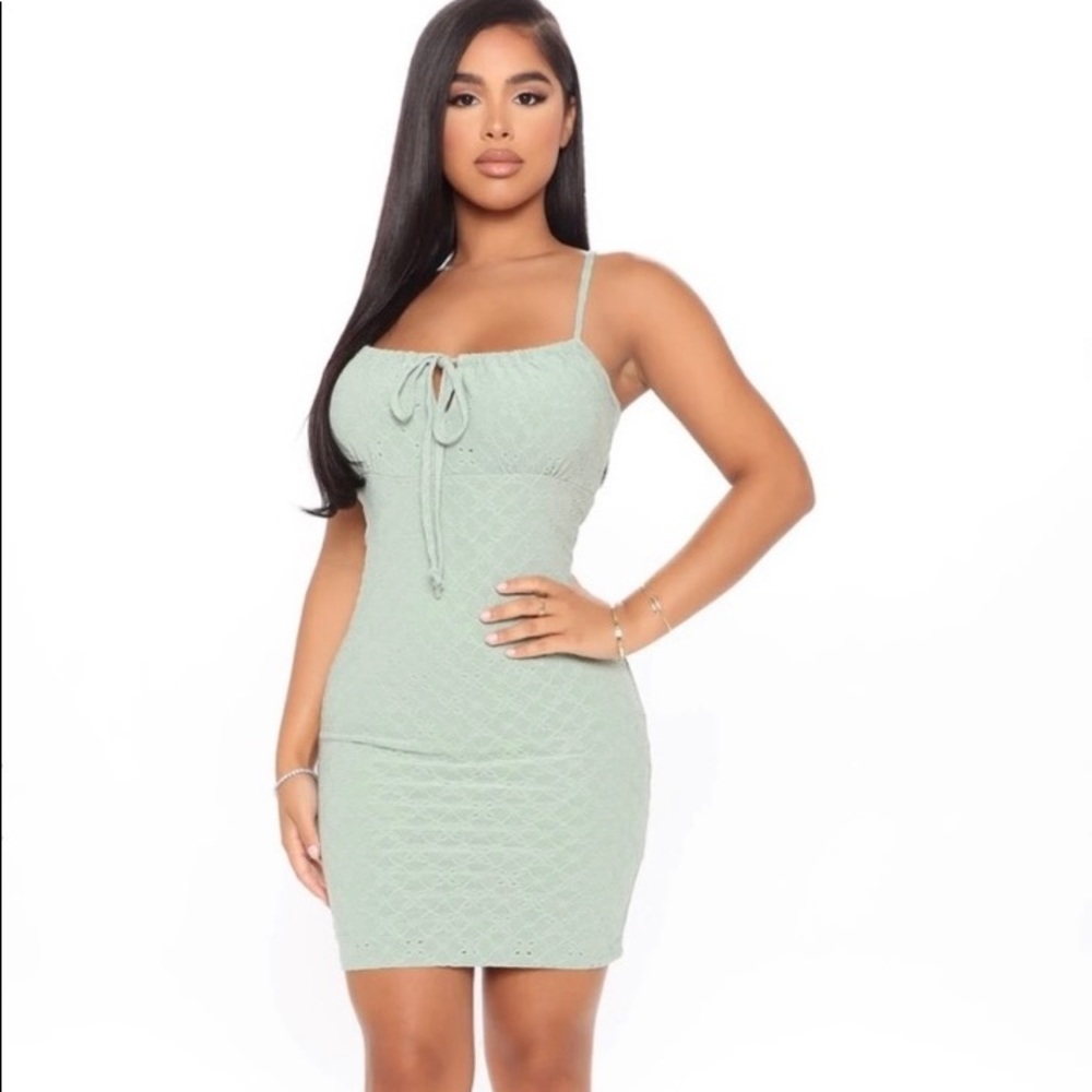 FashionNova Mini Dress-Sage